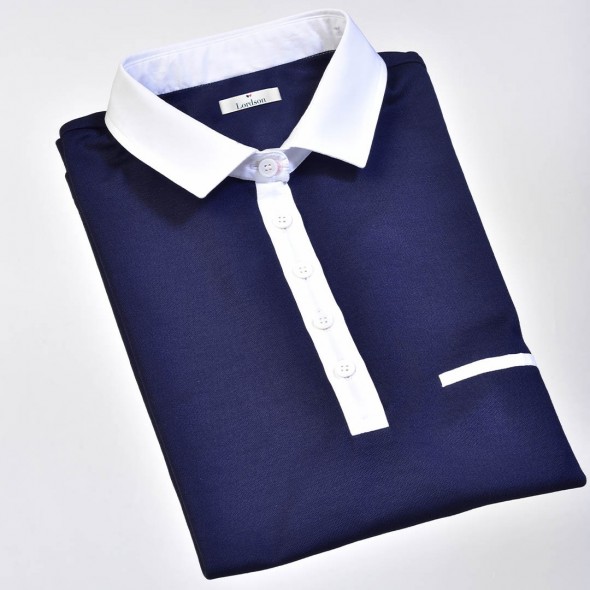 POLO FEMME BUMP MARINE ET BLANC