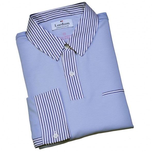 POLO HOMME HOOK BLEU CIEL ET RAYURES