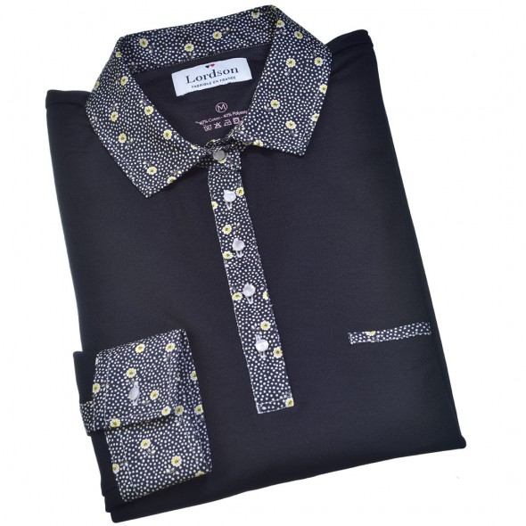 POLO FEMME SWING MARINE ET POIS BLANCS