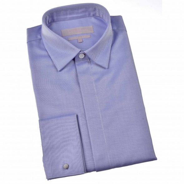 CHEMISE DEMONCARRET BLEUE SEMI AJUSTÉE - COTON EGYPTIEN