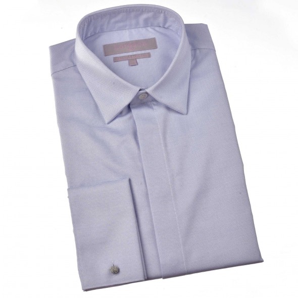 CHEMISE DEMONCARRET BLEUE SEMI AJUSTÉE - COTON EGYPTIEN