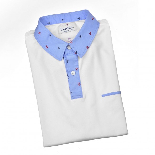 POLO HOMME CHUKKER BLANC ET MOTIFS