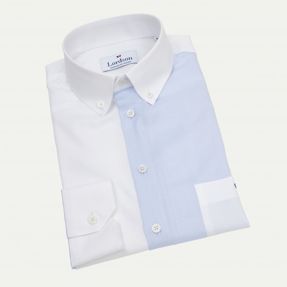 CHEMISE HOMME MOUSTIER RAYURES BLANCHE ET BLEU
