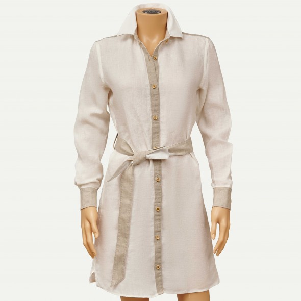ROBE CHEMISE JULIE LIN IVOIRE ET BEIGE