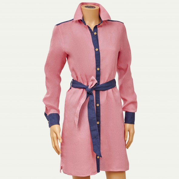 ROBE CHEMISE JULIE LIN ROSE ET MARINE