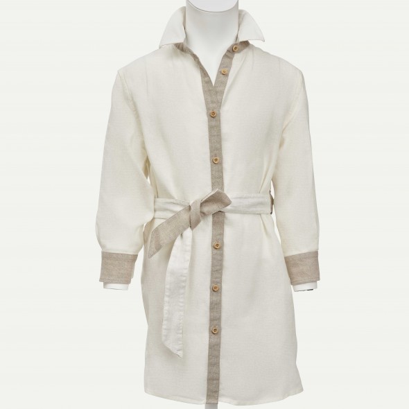 ROBE CHEMISE JULIETTE LIN IVOIRE ET BEIGE