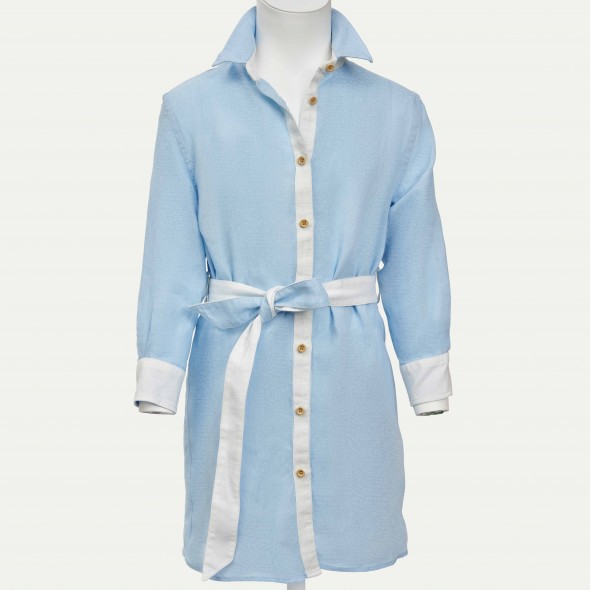 ROBE CHEMISE JULIETTE LIN CIEL ET IVOIRE