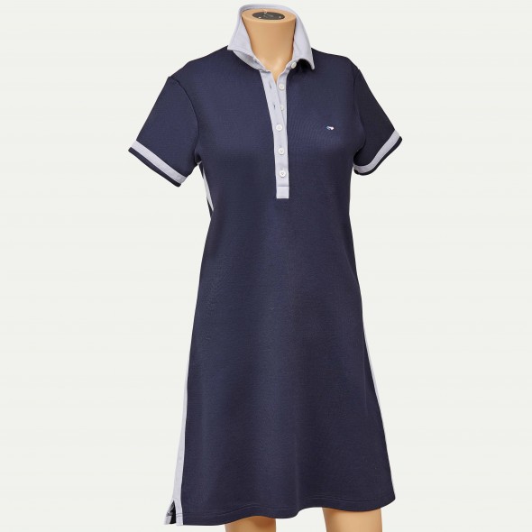 ROBE POLO PAULE JERSEY MARINE ET CIEL