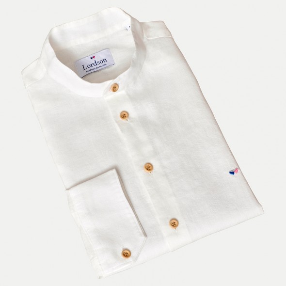 CHEMISE HOMME LASCAUX COL MAO LIN IVOIRE