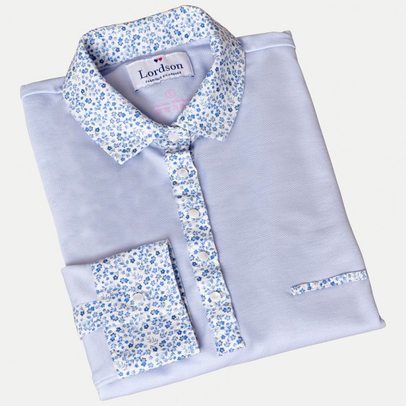 POLO FEMME SWING CIEL FLEURS BLEU