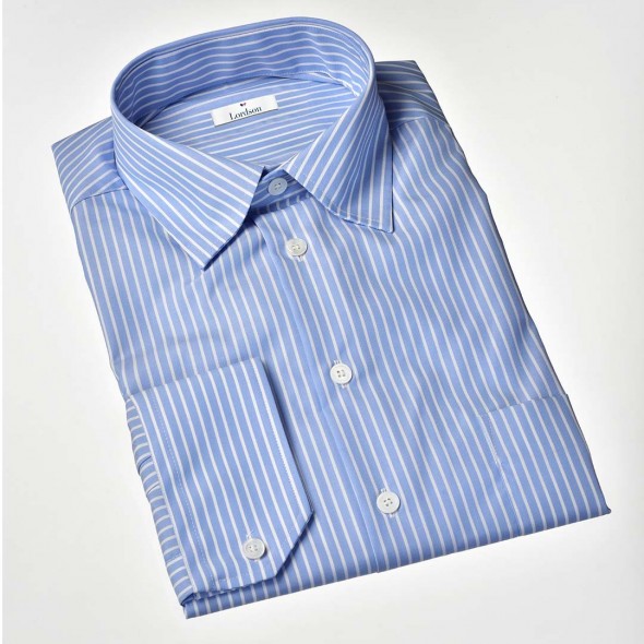 CHEMISE HOMME ALLURE BLEUE CIEL - FINES RAYURES BLANCHES