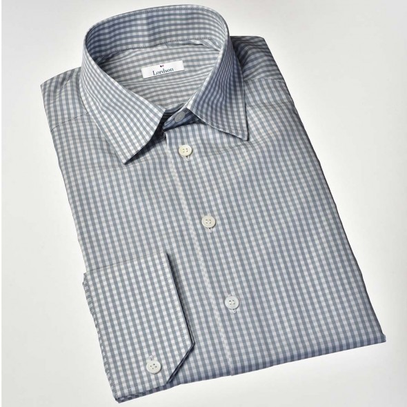 CHEMISE HOMME ALLURE VICHY BLANCHE - CARREAUX GRIS