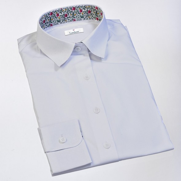 CHEMISIER FEMME LADY BLANC COL VERT A FLEURS