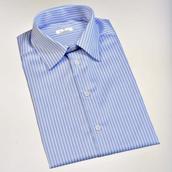 CHEMISETTE HOMME WEEK-END BLANCHE - RAYURES BLEU CIEL