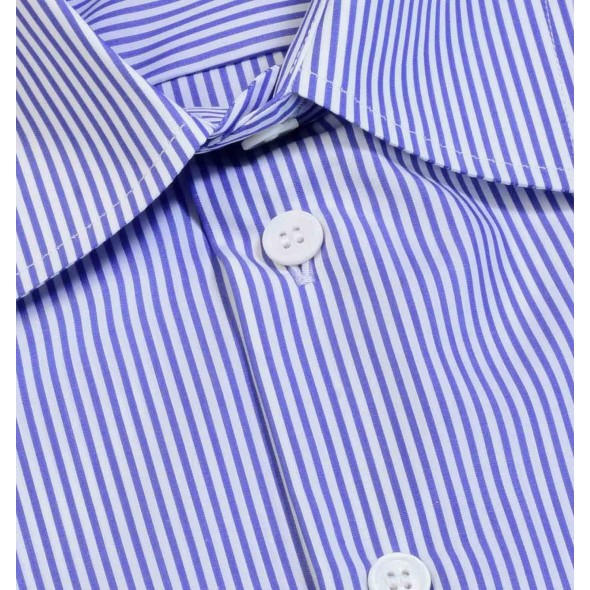 CHEMISETTE HOMME WEEK-END BLANCHE - RAYURES BLEUES