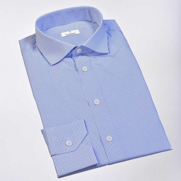 CHEMISE HOMME BERGERAC BLEU CIEL - CARREAUX
